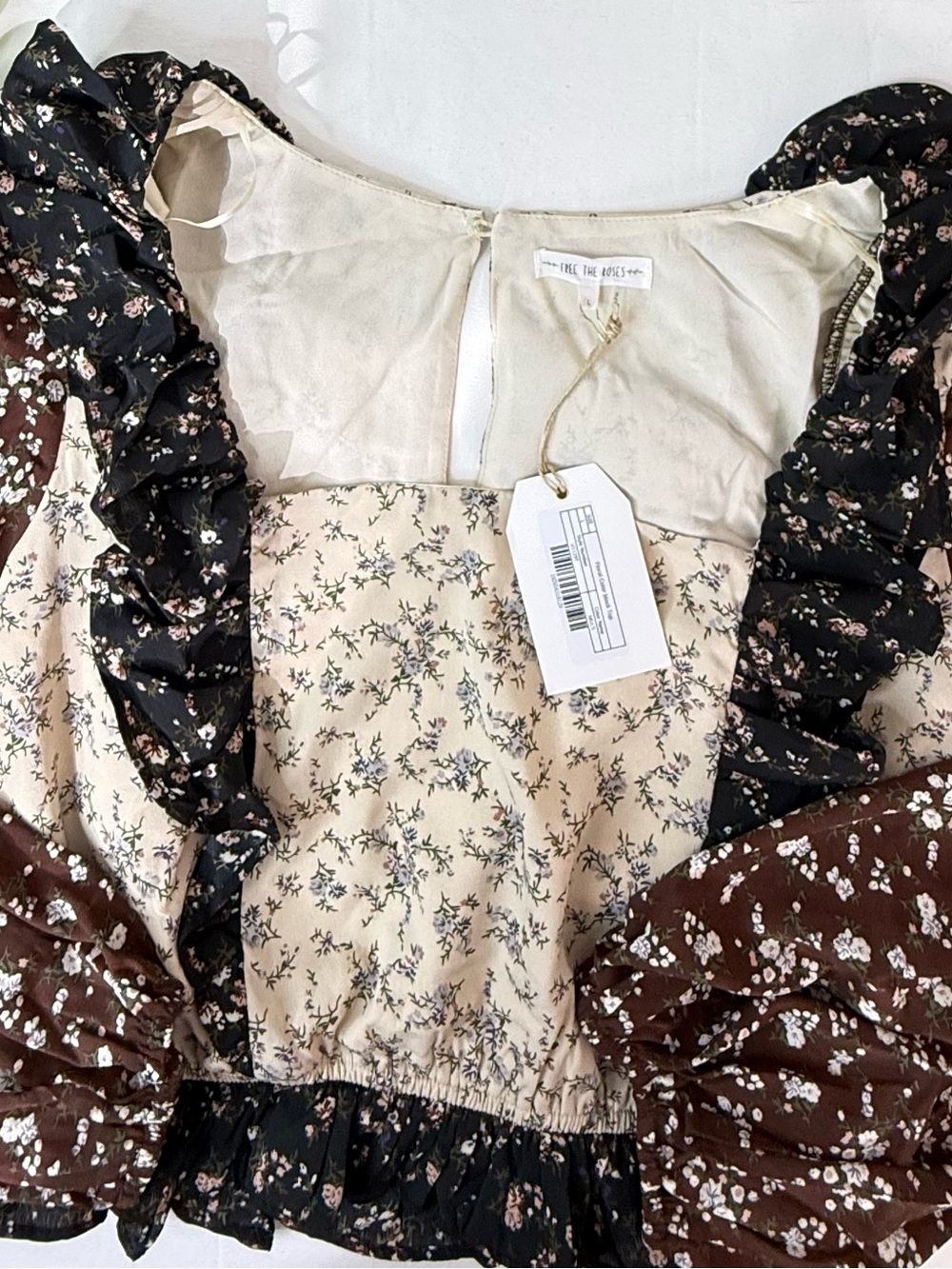 Free The Roses Floral Ruffle Top NWT Large Cottagecore - Picture 7 of 11